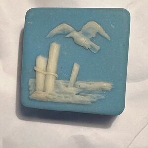 Vintage Design Gifts Int’l Blue Seagull Soapstone Trinket Box - 1 3/4”